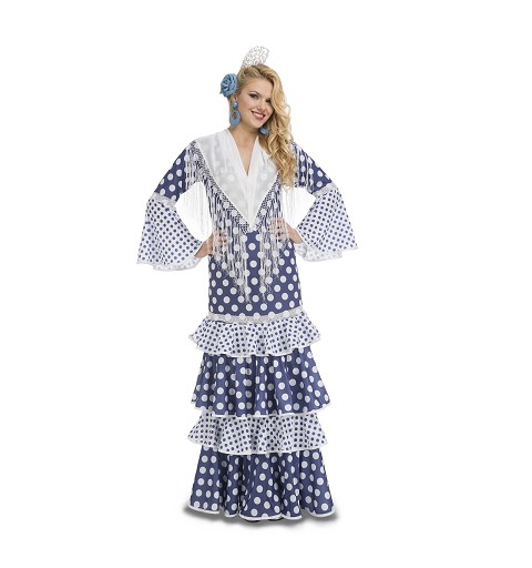 Disfraz Flamenca Leá Azul S...