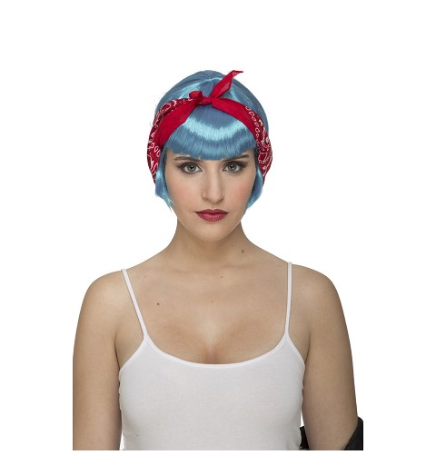 Peluca Pin Up de color azul